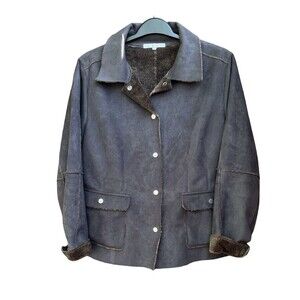 CAbi Super Soft Faux Shearling Seamed Detail Brown Jacket Style 335 Size X-Large